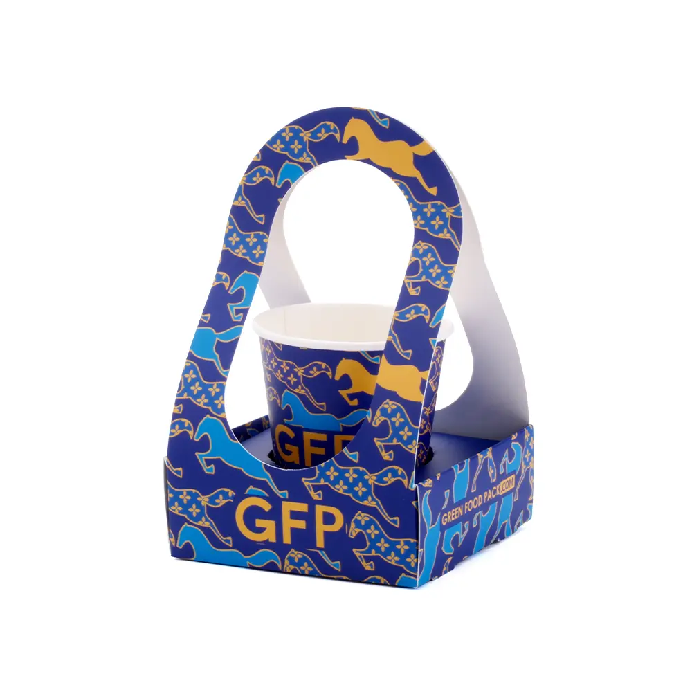 Custom Single Cardboard Cup Carrier with Handle