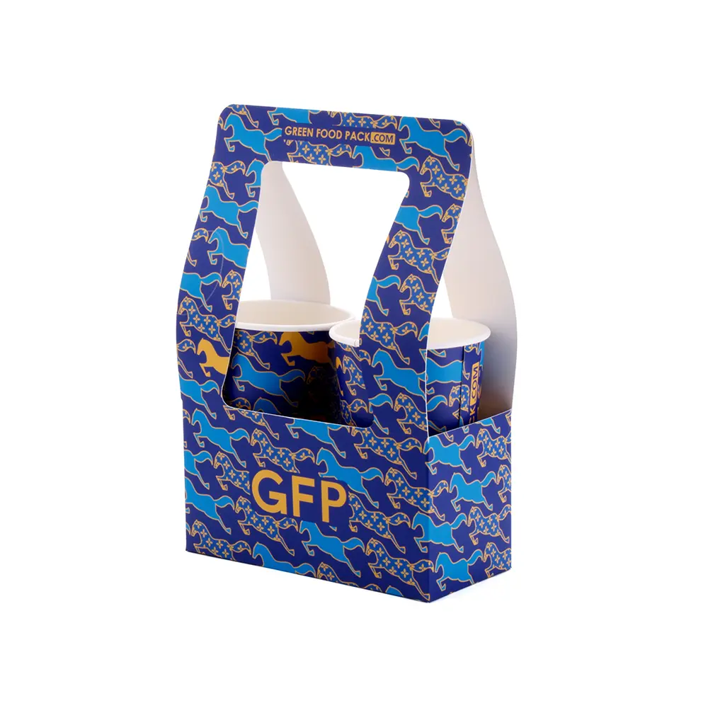 Disposable 2 Cup Holder Carrier for Takeout