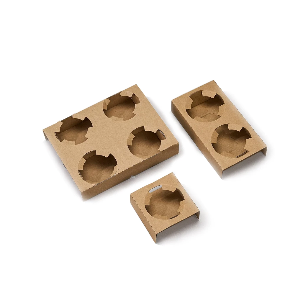 Disposable 4 Hot Drink Cup Carriers Tray