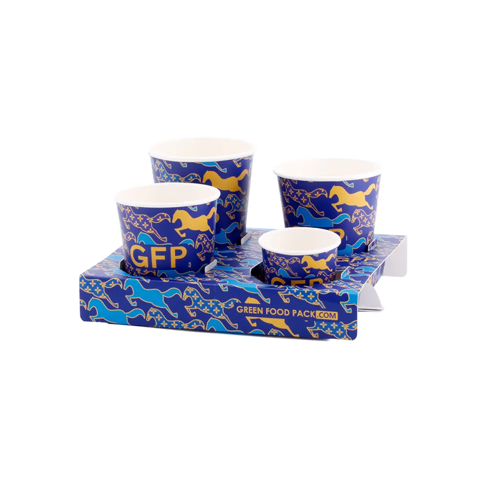 Disposable Kraft Paper 4 Cup Carrier Tray