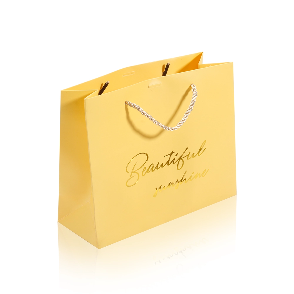 Yellow Color Cardboard Paper Reusable Gift Bags